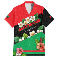 Martinique Island Pride Family Matching Summer Maxi Dress and Hawaiian Shirt Tropical Hibiscus and Plumeria Floral Flag Design