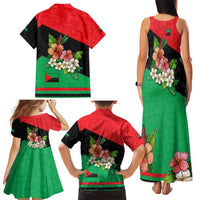 Martinique Island Pride Family Matching Tank Maxi Dress and Hawaiian Shirt Tropical Hibiscus and Plumeria Floral Flag Design