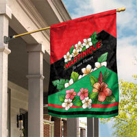 Martinique Island Pride Garden Flag Tropical Hibiscus and Plumeria Floral Flag Design