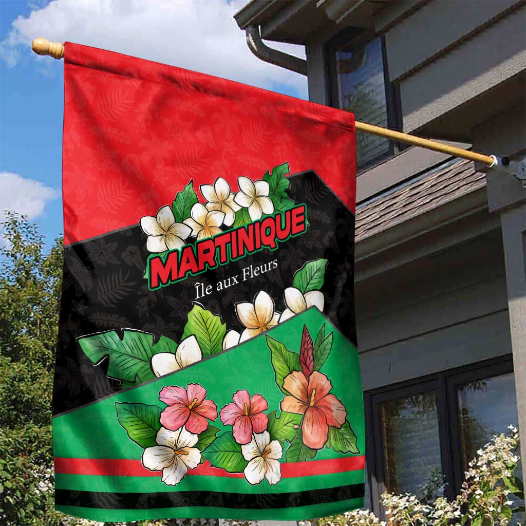 Martinique Island Pride Garden Flag Tropical Hibiscus and Plumeria Floral Flag Design