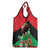 Martinique Island Pride Grocery Bag Tropical Hibiscus and Plumeria Floral Flag Design