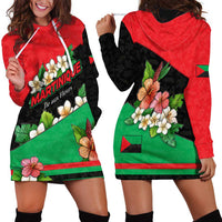 Martinique Island Pride Hoodie Dress Tropical Hibiscus and Plumeria Floral Flag Design