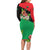 Martinique Island Pride Long Sleeve Bodycon Dress Tropical Hibiscus and Plumeria Floral Flag Design