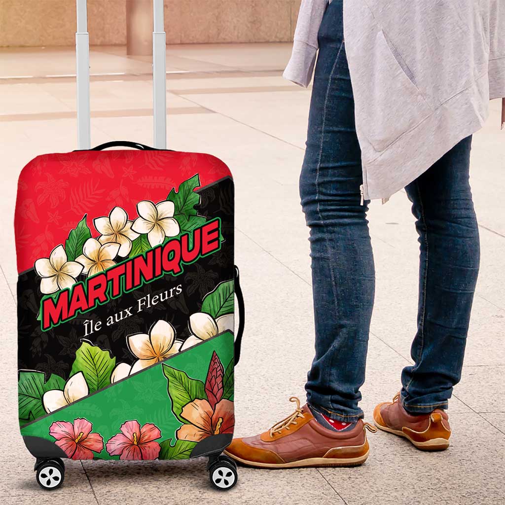 Martinique Island Pride Luggage Cover Tropical Hibiscus and Plumeria Floral Flag Design
