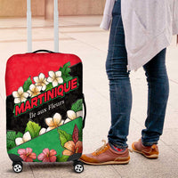 Martinique Island Pride Luggage Cover Tropical Hibiscus and Plumeria Floral Flag Design