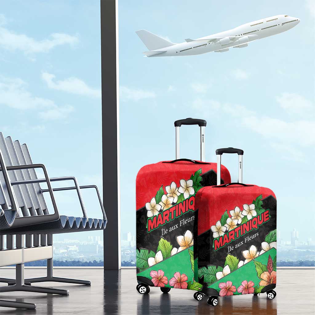 Martinique Island Pride Luggage Cover Tropical Hibiscus and Plumeria Floral Flag Design