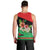 Martinique Island Pride Men Tank Top Tropical Hibiscus and Plumeria Floral Flag Design