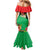 Martinique Island Pride Mermaid Dress Tropical Hibiscus and Plumeria Floral Flag Design