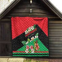 Martinique Island Pride Quilt Tropical Hibiscus and Plumeria Floral Flag Design