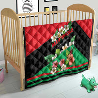 Martinique Island Pride Quilt Tropical Hibiscus and Plumeria Floral Flag Design