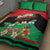 Martinique Island Pride Quilt Bed Set Tropical Hibiscus and Plumeria Floral Flag Design