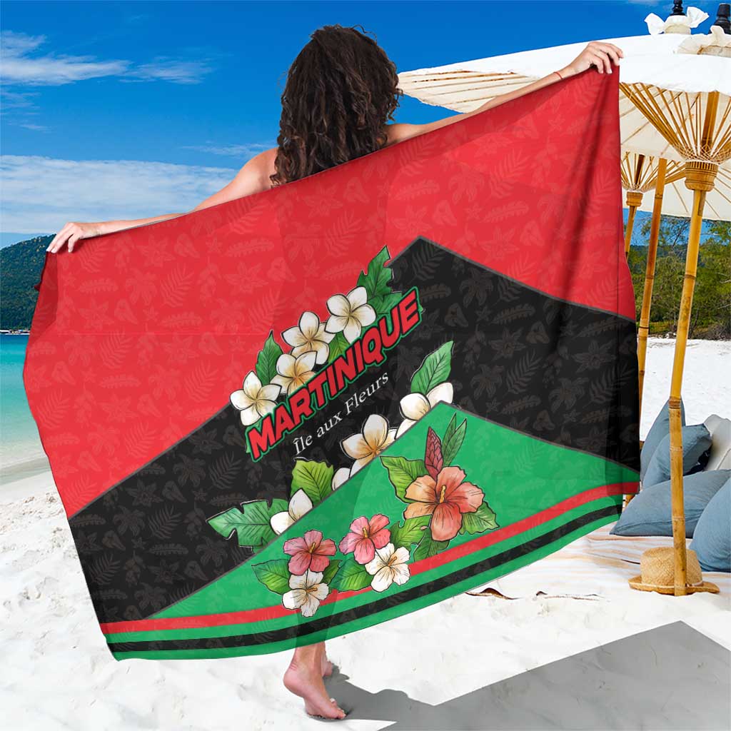 Martinique Island Pride Sarong Tropical Hibiscus and Plumeria Floral Flag Design