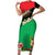 Martinique Island Pride Short Sleeve Bodycon Dress Tropical Hibiscus and Plumeria Floral Flag Design