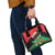 Martinique Island Pride Shoulder Handbag Tropical Hibiscus and Plumeria Floral Flag Design