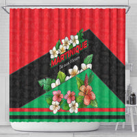 Martinique Island Pride Shower Curtain Tropical Hibiscus and Plumeria Floral Flag Design