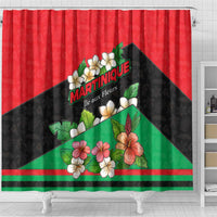Martinique Island Pride Shower Curtain Tropical Hibiscus and Plumeria Floral Flag Design