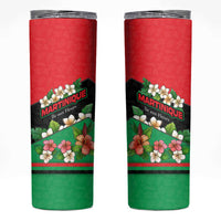 Martinique Island Pride Skinny Tumbler Tropical Hibiscus and Plumeria Floral Flag Design