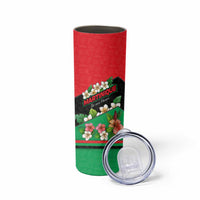 Martinique Island Pride Skinny Tumbler Tropical Hibiscus and Plumeria Floral Flag Design