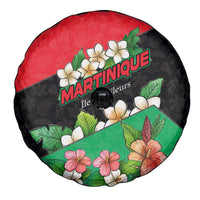 Martinique Island Pride Spare Tire Cover Tropical Hibiscus and Plumeria Floral Flag Design