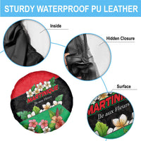 Martinique Island Pride Spare Tire Cover Tropical Hibiscus and Plumeria Floral Flag Design