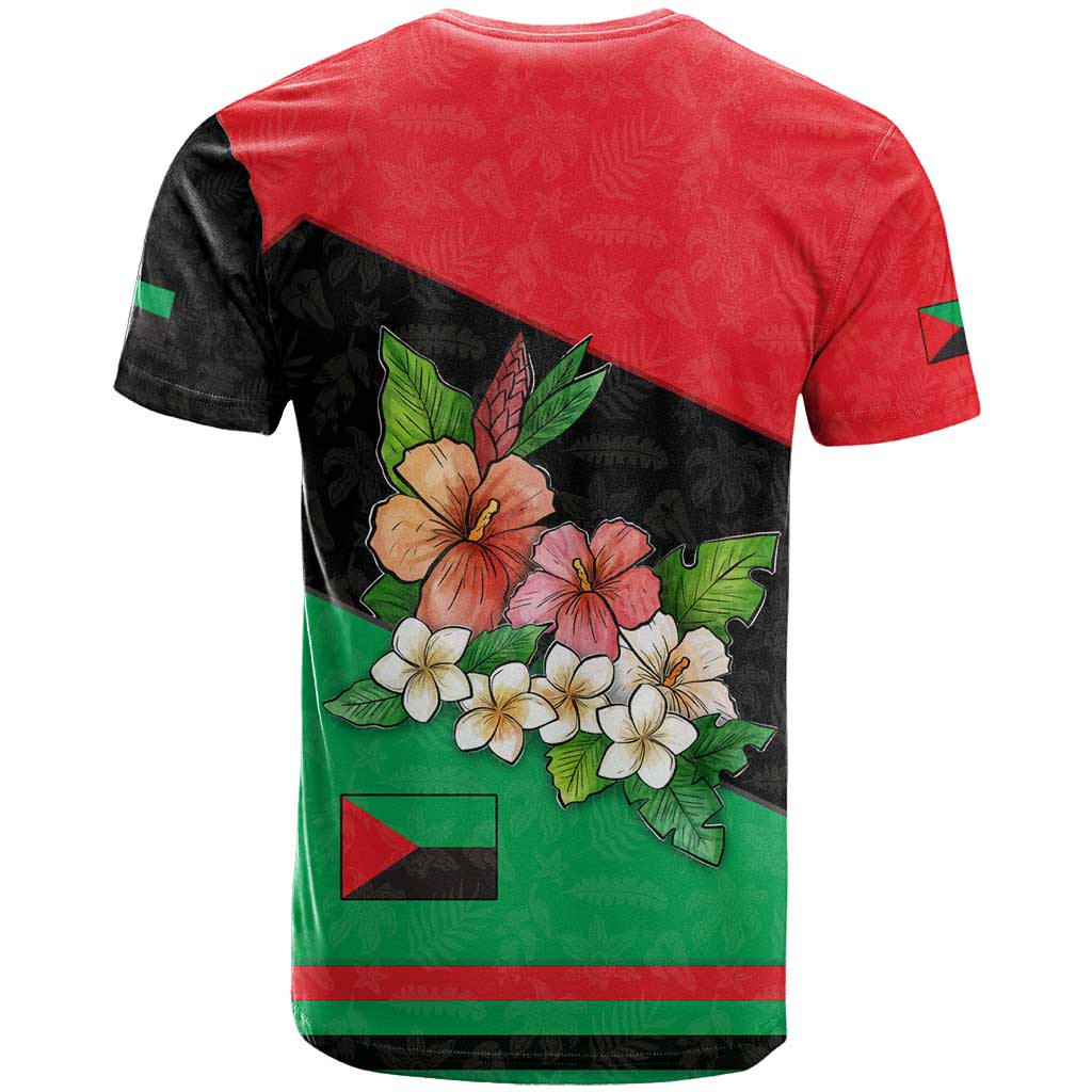 Martinique Island Pride T Shirt Tropical Hibiscus and Plumeria Floral Flag Design