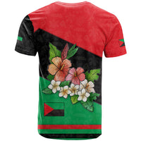 Martinique Island Pride T Shirt Tropical Hibiscus and Plumeria Floral Flag Design