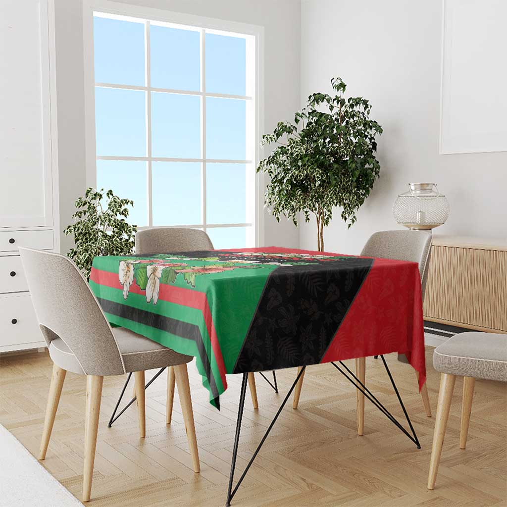 Martinique Island Pride Tablecloth Tropical Hibiscus and Plumeria Floral Flag Design