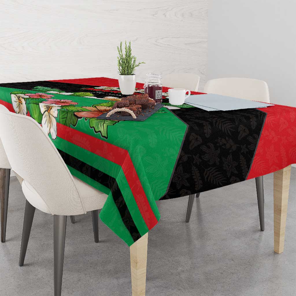 Martinique Island Pride Tablecloth Tropical Hibiscus and Plumeria Floral Flag Design