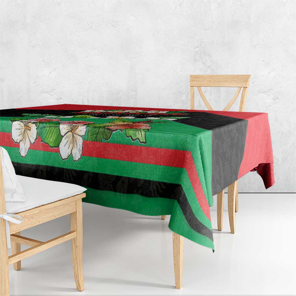 Martinique Island Pride Tablecloth Tropical Hibiscus and Plumeria Floral Flag Design