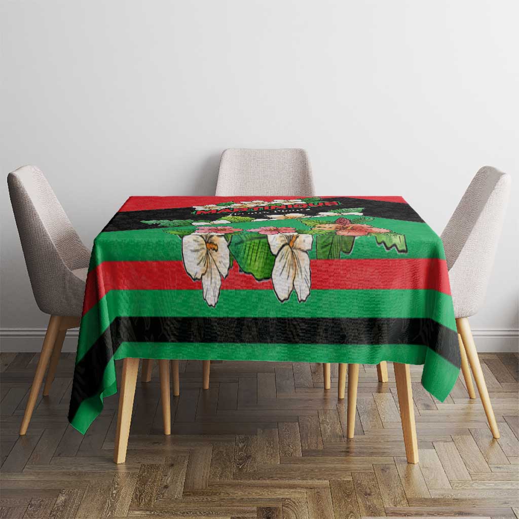 Martinique Island Pride Tablecloth Tropical Hibiscus and Plumeria Floral Flag Design