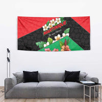 Martinique Island Pride Tapestry Tropical Hibiscus and Plumeria Floral Flag Design