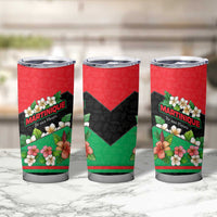 Martinique Island Pride Tumbler Cup Tropical Hibiscus and Plumeria Floral Flag Design