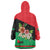 Martinique Island Pride Wearable Blanket Hoodie Tropical Hibiscus and Plumeria Floral Flag Design