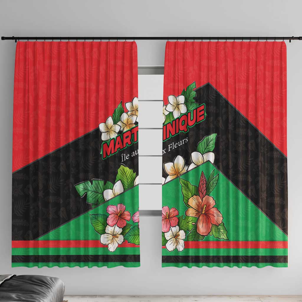 Martinique Island Pride Window Curtain Tropical Hibiscus and Plumeria Floral Flag Design