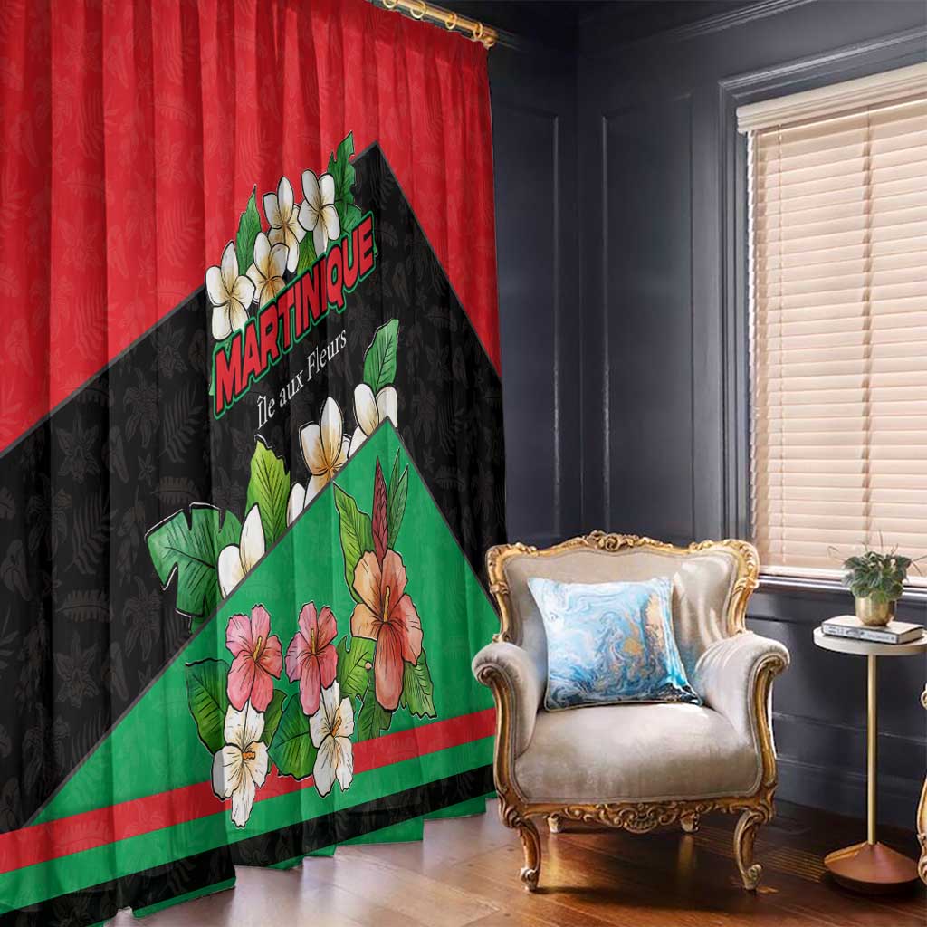 Martinique Island Pride Window Curtain Tropical Hibiscus and Plumeria Floral Flag Design