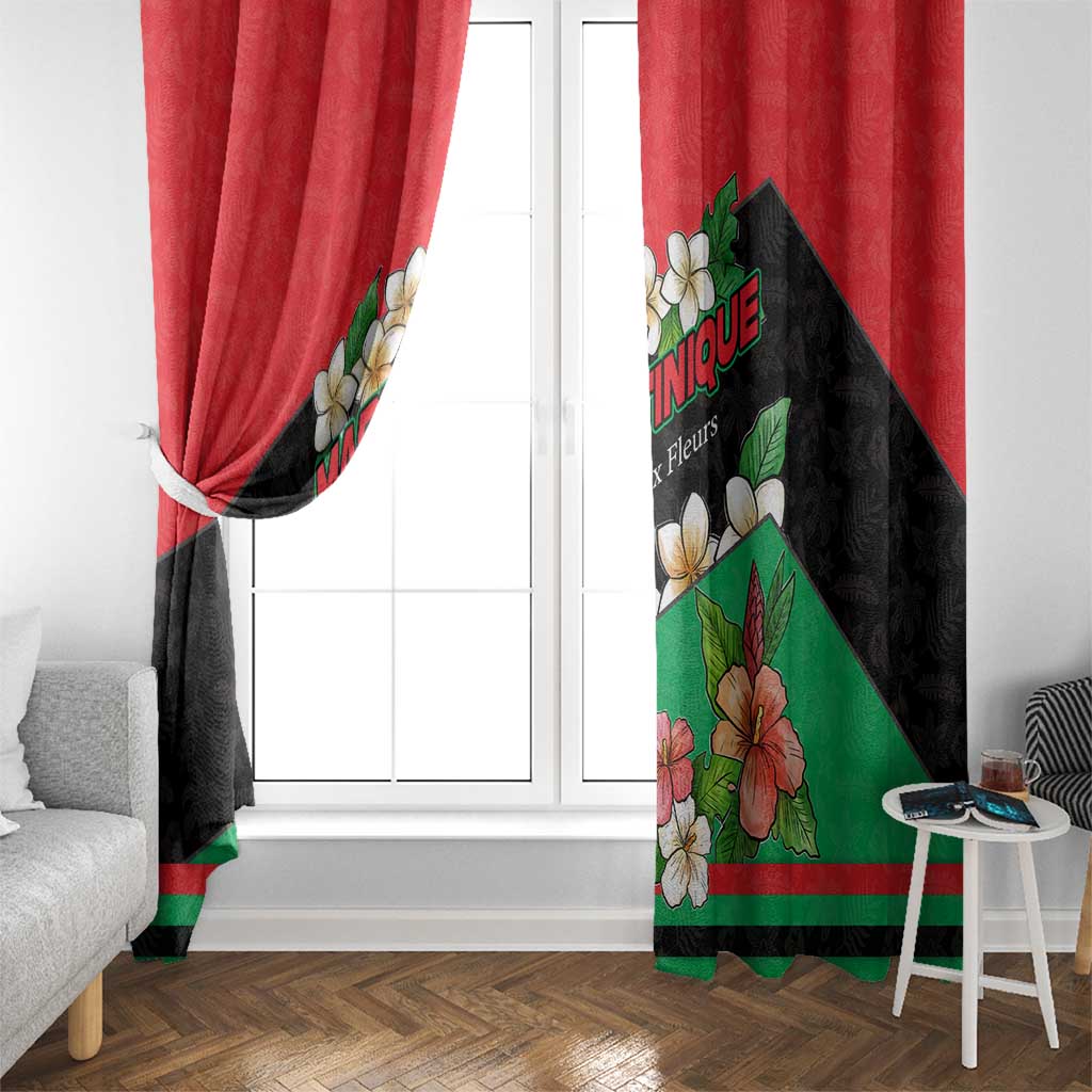 Martinique Island Pride Window Curtain Tropical Hibiscus and Plumeria Floral Flag Design