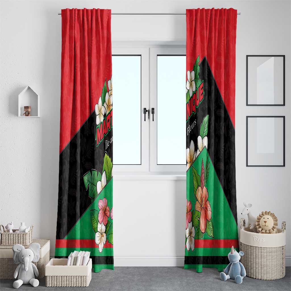 Martinique Island Pride Window Curtain Tropical Hibiscus and Plumeria Floral Flag Design