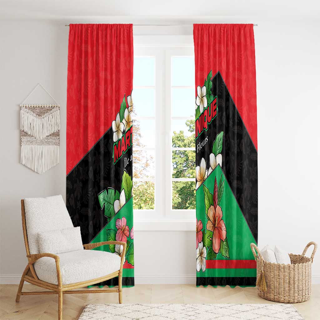 Martinique Island Pride Window Curtain Tropical Hibiscus and Plumeria Floral Flag Design