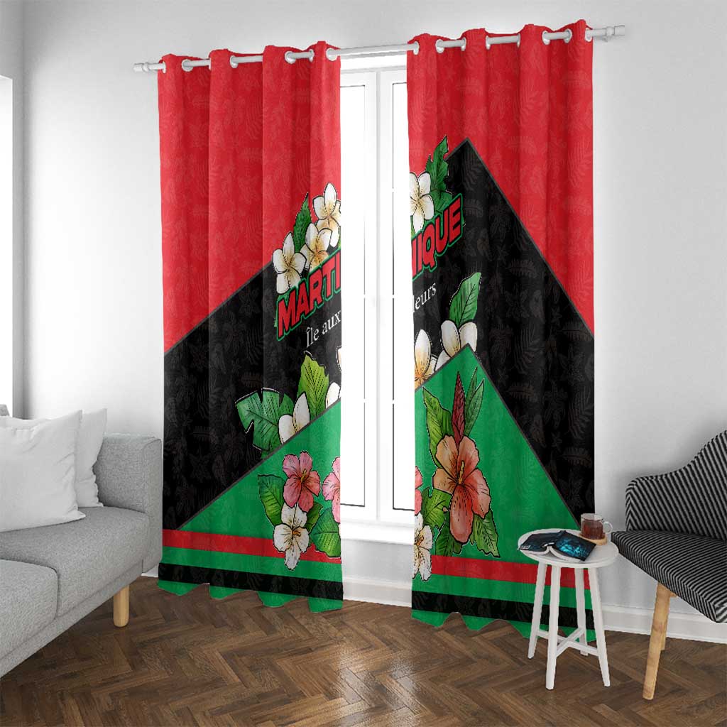 Martinique Island Pride Window Curtain Tropical Hibiscus and Plumeria Floral Flag Design