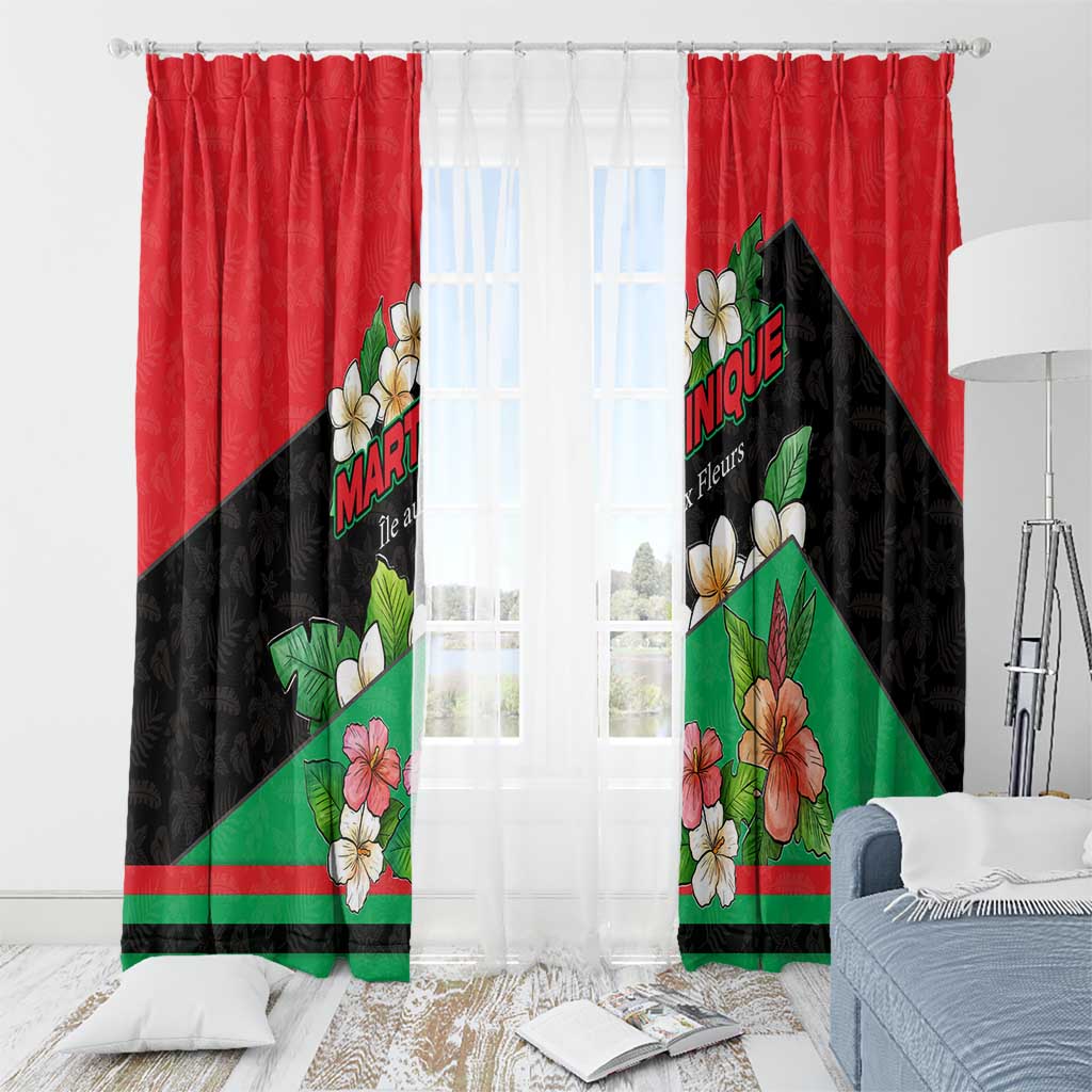 Martinique Island Pride Window Curtain Tropical Hibiscus and Plumeria Floral Flag Design