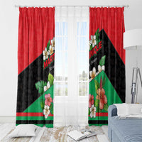 Martinique Island Pride Window Curtain Tropical Hibiscus and Plumeria Floral Flag Design