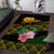 Martinique Heritage Area Rug Hibiscus Floral Design with Green and Yellow Madras Tartan