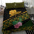 Martinique Heritage Bedding Set Hibiscus Floral Design with Green and Yellow Madras Tartan