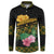 Martinique Heritage Button Sweatshirt Hibiscus Floral Design with Green and Yellow Madras Tartan