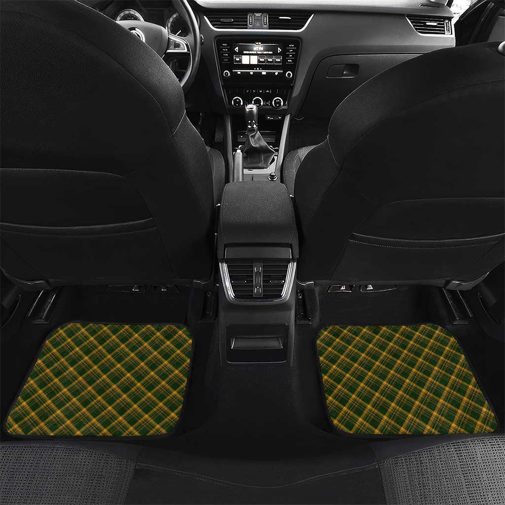 Martinique Heritage Car Mats Hibiscus Floral Design with Green and Yellow Madras Tartan