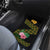 Martinique Heritage Car Mats Hibiscus Floral Design with Green and Yellow Madras Tartan