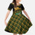Martinique Heritage Family Matching Puletasi and Hawaiian Shirt Hibiscus Floral Design with Green and Yellow Madras Tartan