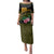 Martinique Heritage Family Matching Puletasi and Hawaiian Shirt Hibiscus Floral Design with Green and Yellow Madras Tartan