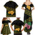 Martinique Heritage Family Matching Summer Maxi Dress and Hawaiian Shirt Hibiscus Floral Design with Green and Yellow Madras Tartan