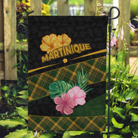 Martinique Heritage Garden Flag Hibiscus Floral Design with Green and Yellow Madras Tartan